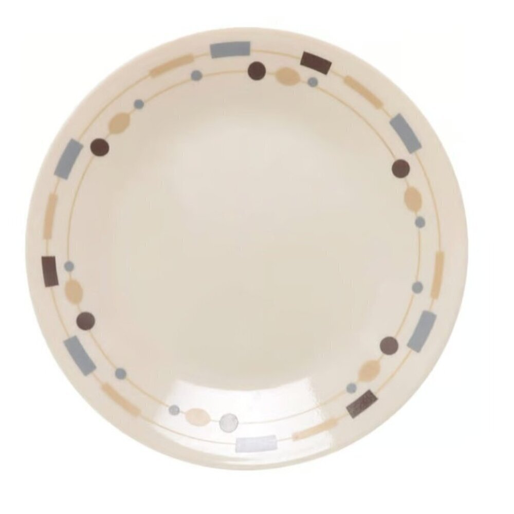 2 Corelle Retro Circles Bread plates 6.75" Butter Dessert Beige geometric print